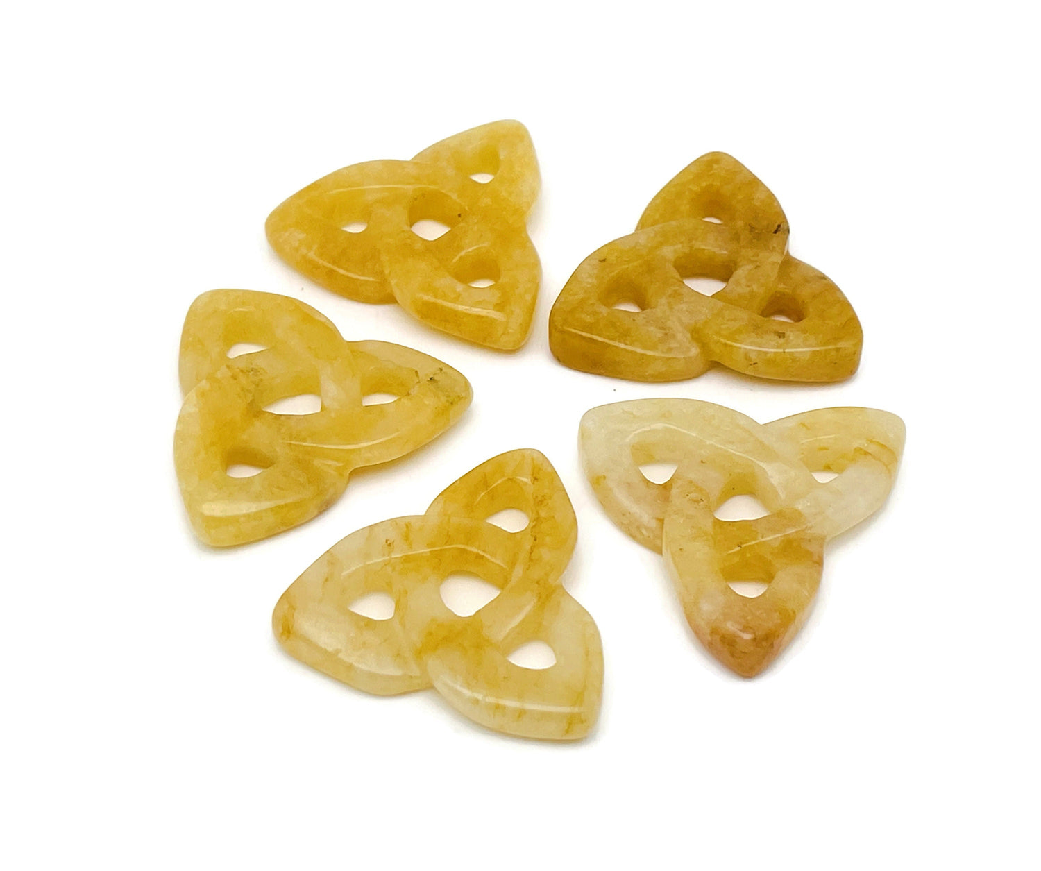 Jade Amarillo Nudo Celta Gema Tallada - Cristal de la Trinidad - CK1011