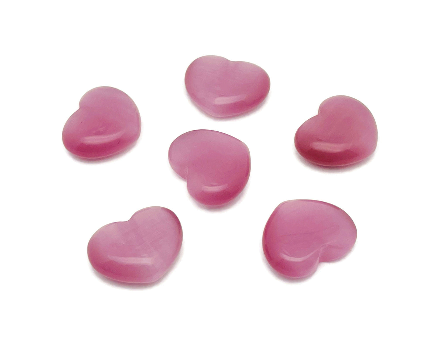 Gema Corazón Ojo de Gato Rosa - 30mm - HE1274