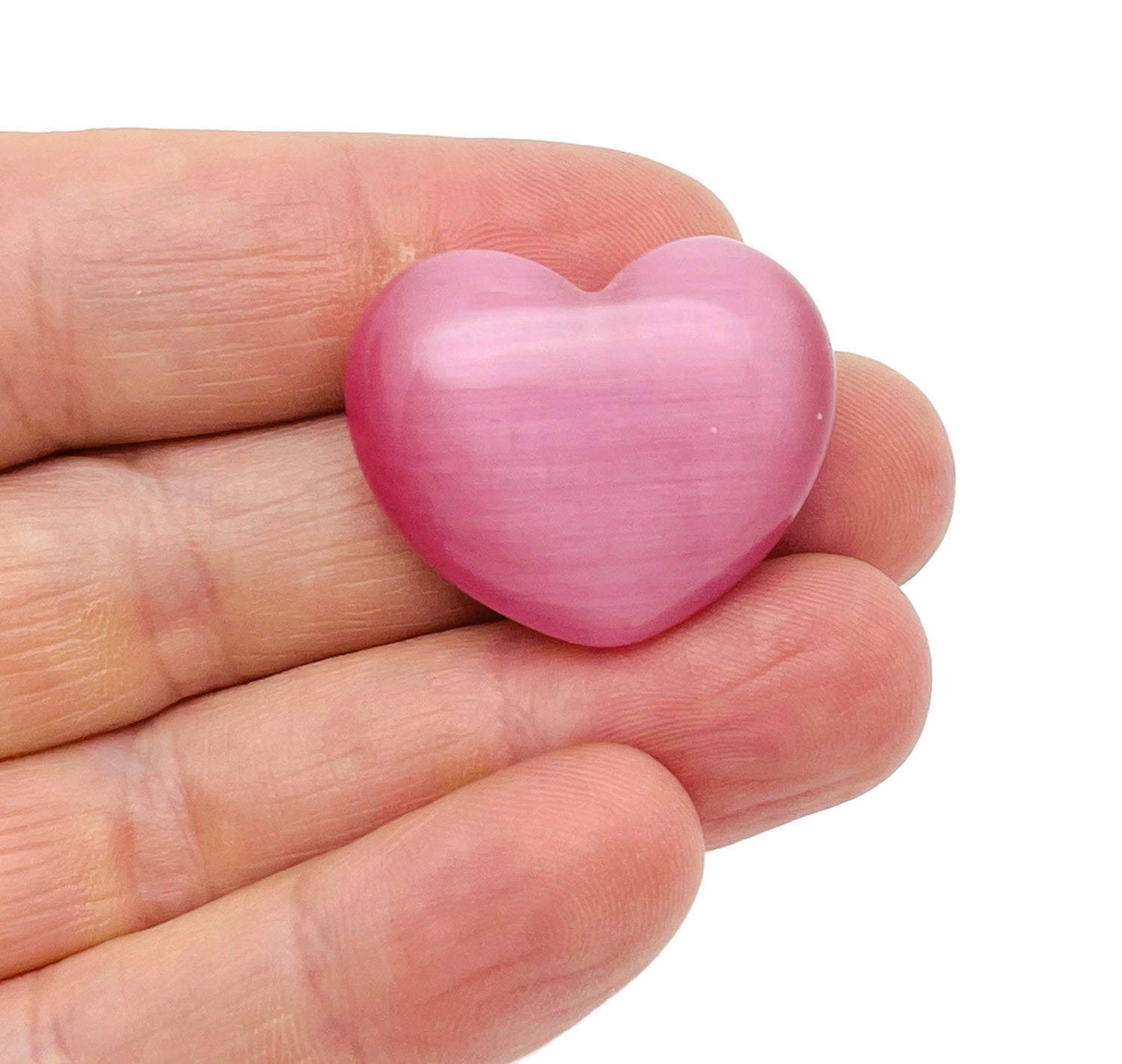 Gema Corazón Ojo de Gato Rosa - 30mm - HE1274
