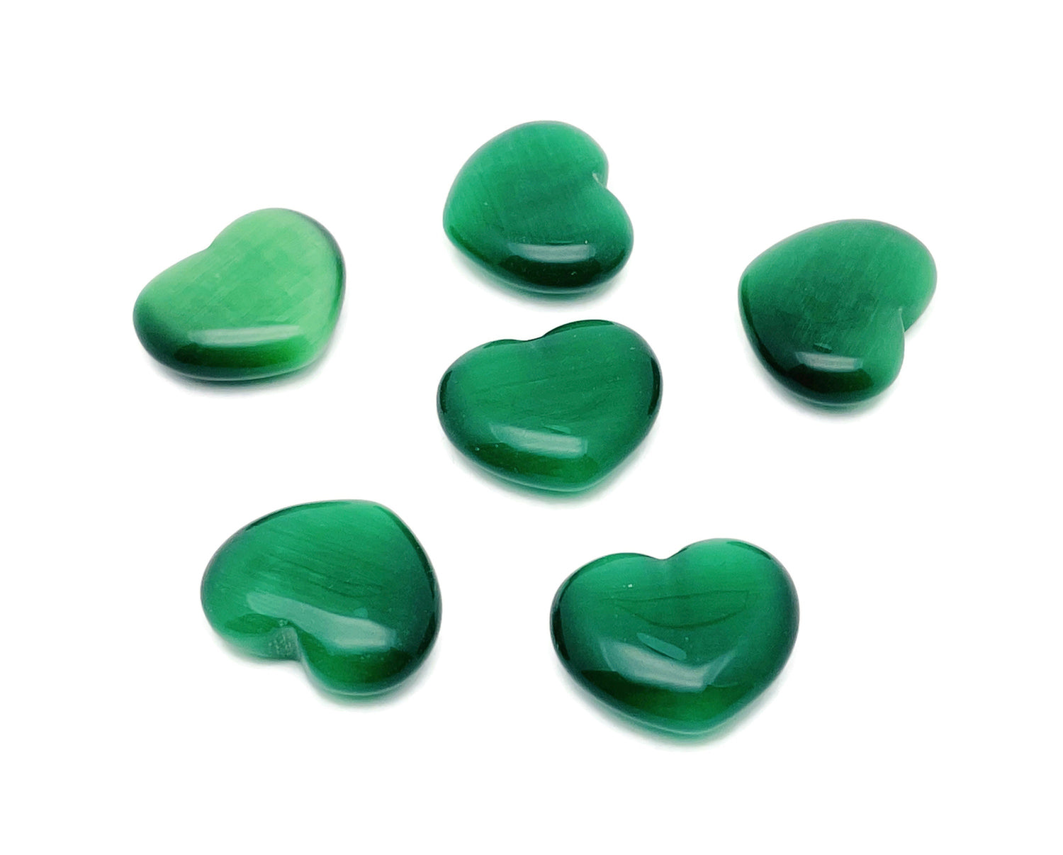 Gema Corazón Ojo de Gato Verde - 30mm - HE1276