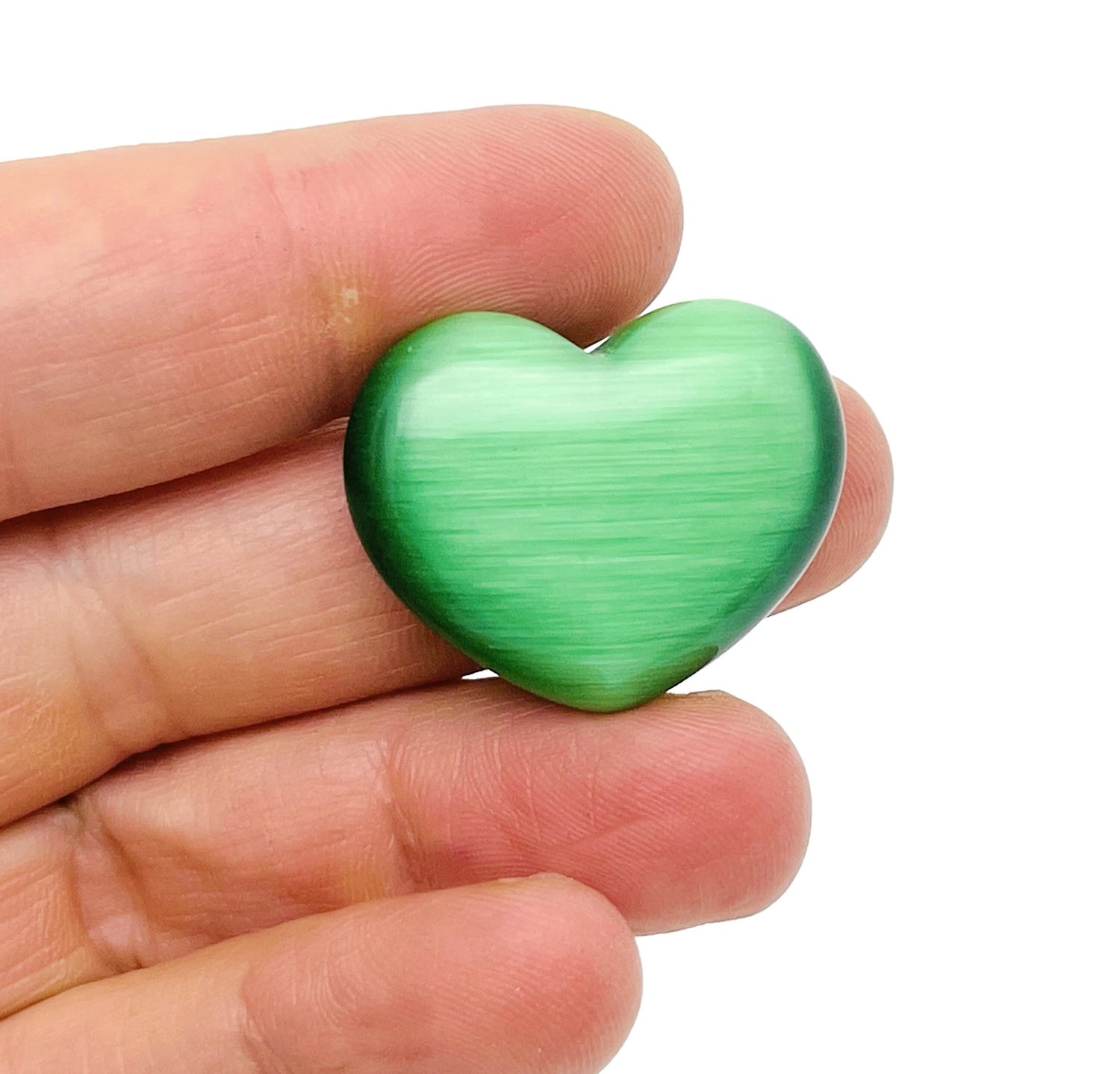 Gema Corazón Ojo de Gato Verde - 30mm - HE1276