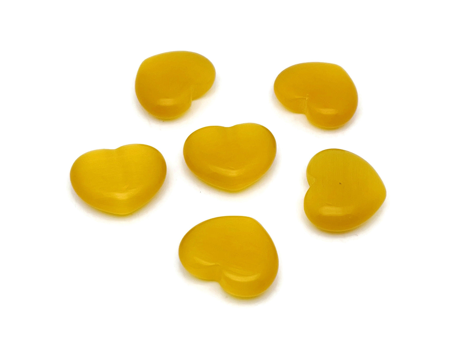 Yellow Cats Eye Heart Gemstone - 30mm - HE1280