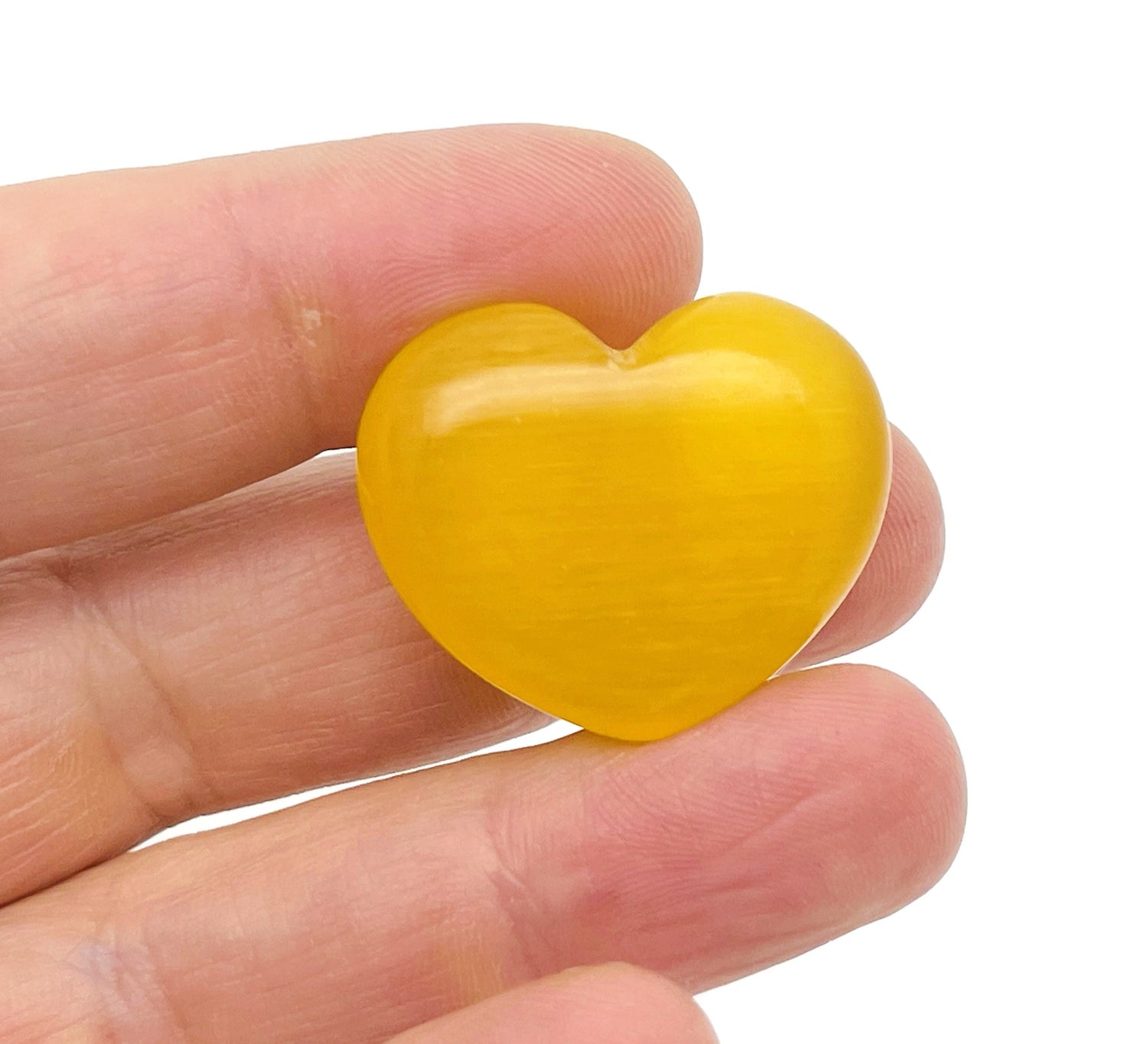 Yellow Cats Eye Heart Gemstone - 30mm - HE1280