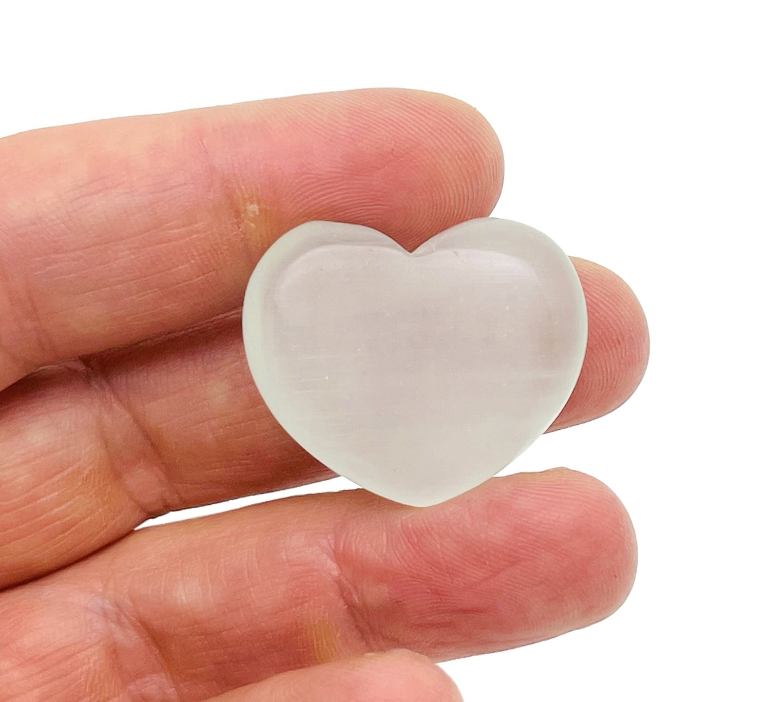 White Cats Eye Heart Gemstone - 30mm - HE1281