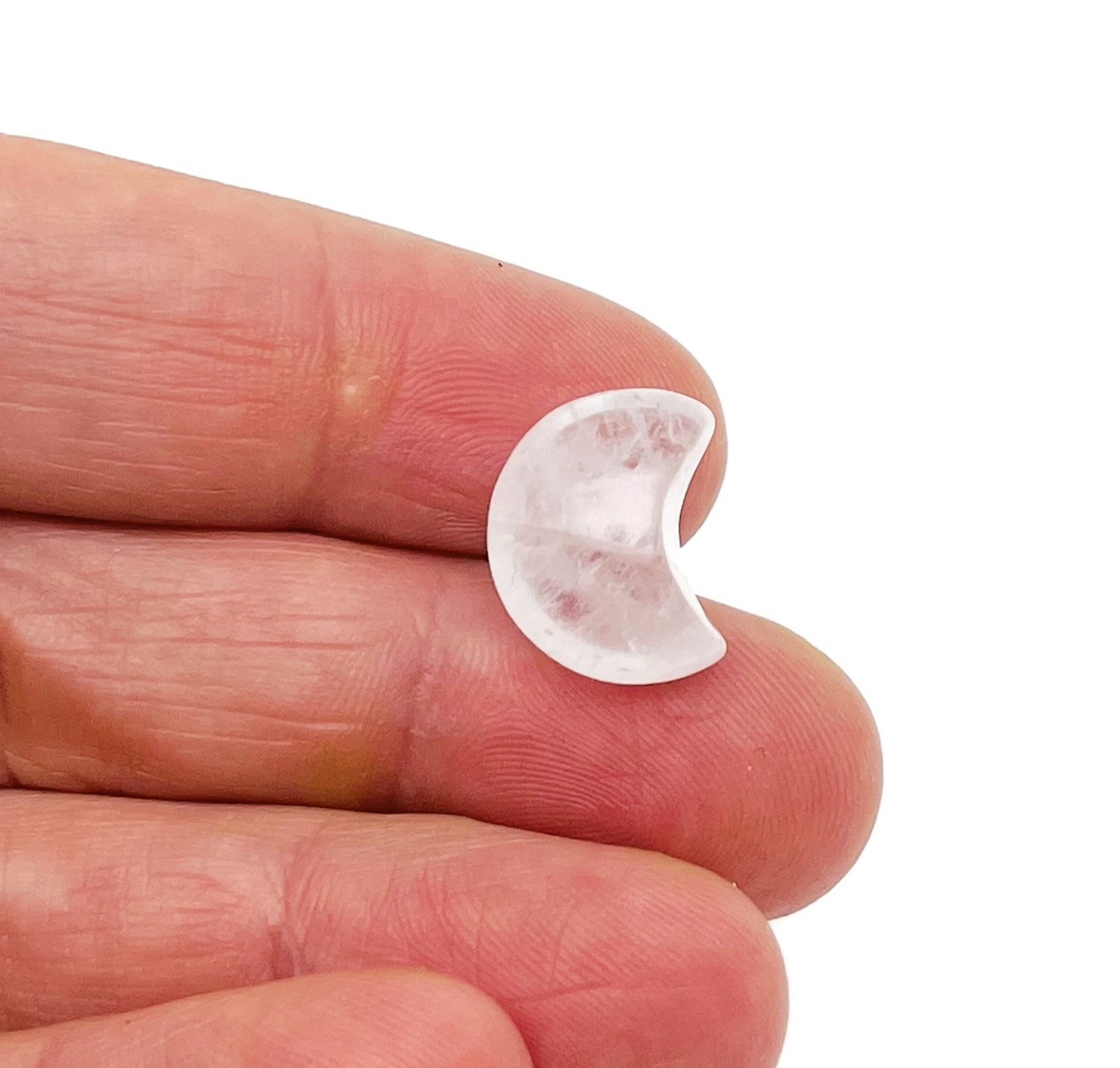 Clear Quartz Gemstone Moon Puffy - 15x9mm - MO1073