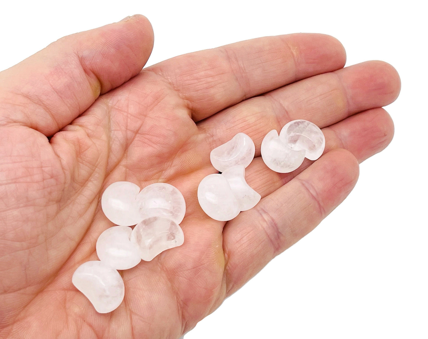 Clear Quartz Gemstone Moon Puffy - 15x9mm - MO1073