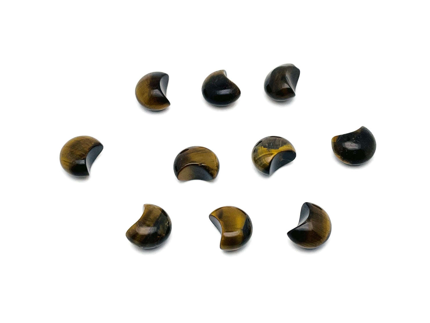 Tiger Eye Gemstone Moon Puffy - 15x9mm - MO1081