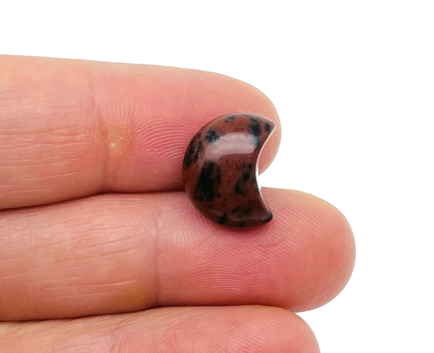 Mahogany Obsidian Gemstone Moon Puffy - 15x9mm - MO1077