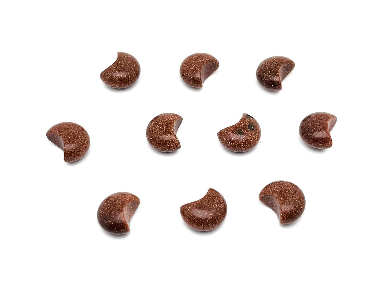 Goldstone Gemstone Moon Puffy - 15x9mm - MO1080