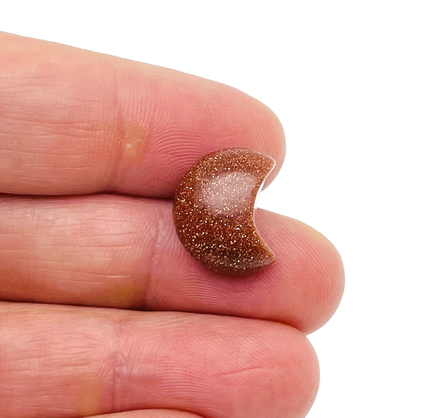 Goldstone Gemstone Moon Puffy - 15x9mm - MO1080