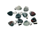 African Bloodstone heart pendant by GemstoneGO featuring a mini crystal design with a polished bloodstone gemstone.