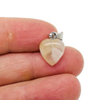 Flower Agate Heart Pendant with cherry blossom design, mini crystal pendant by GemstoneGO showing intricate details and vibrant colors.
