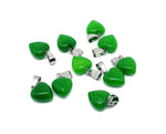 Green jade heart pendant with mini crystal detail, crafted by GemstoneGO, showcasing a polished gemstone jewelry piece.