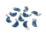 Sodalite moon crystal pendant from GemstoneGO, featuring a polished blue and white gemstone with lunar shape for jewelry making.