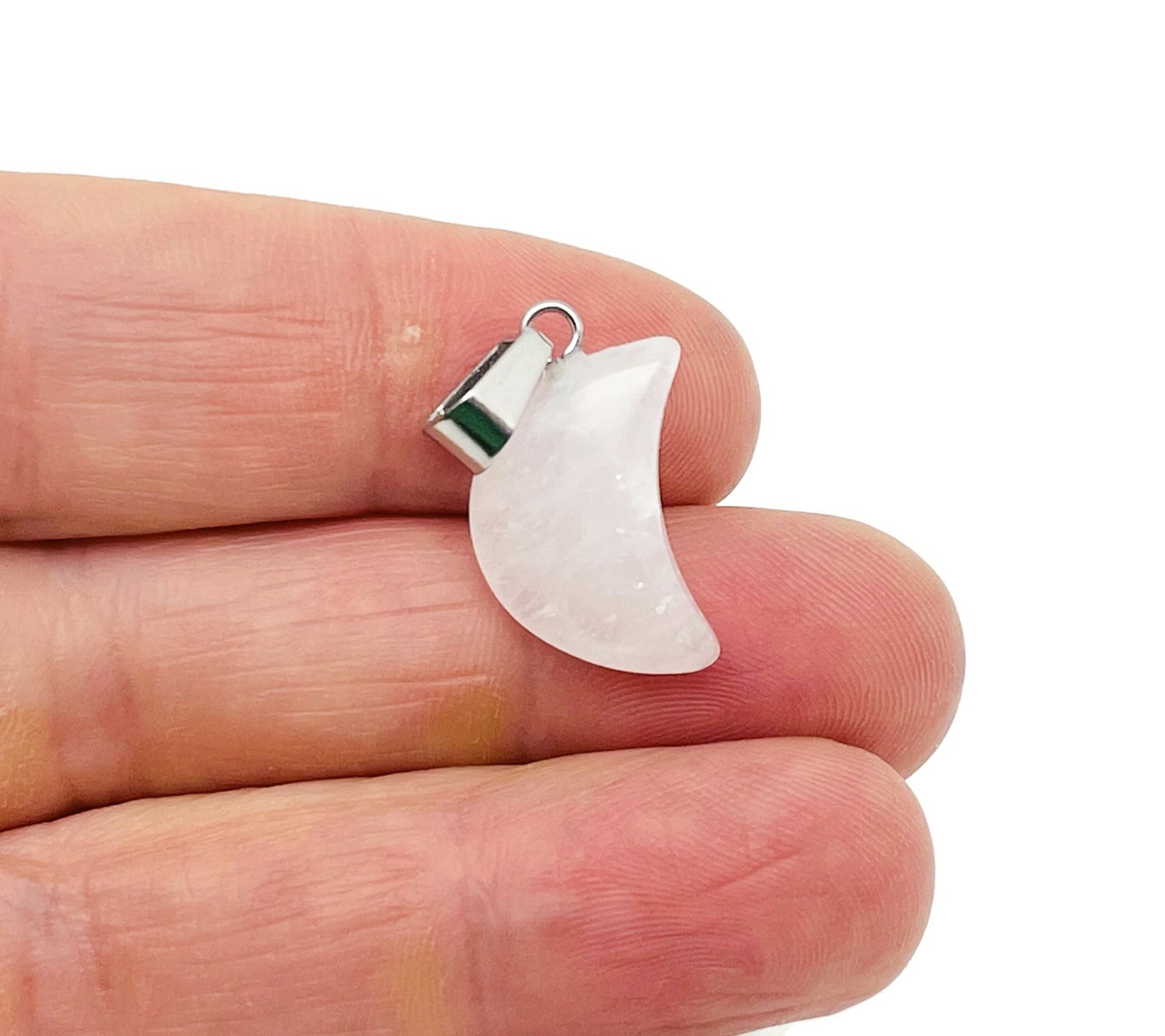 Clear Quartz Moon Crystal Pendant - Jewelry Making Supplies - MNC1014