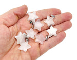 Rose quartz star pendant from GemstoneGO featuring a polished crystal gemstone for jewelry making and accessories.