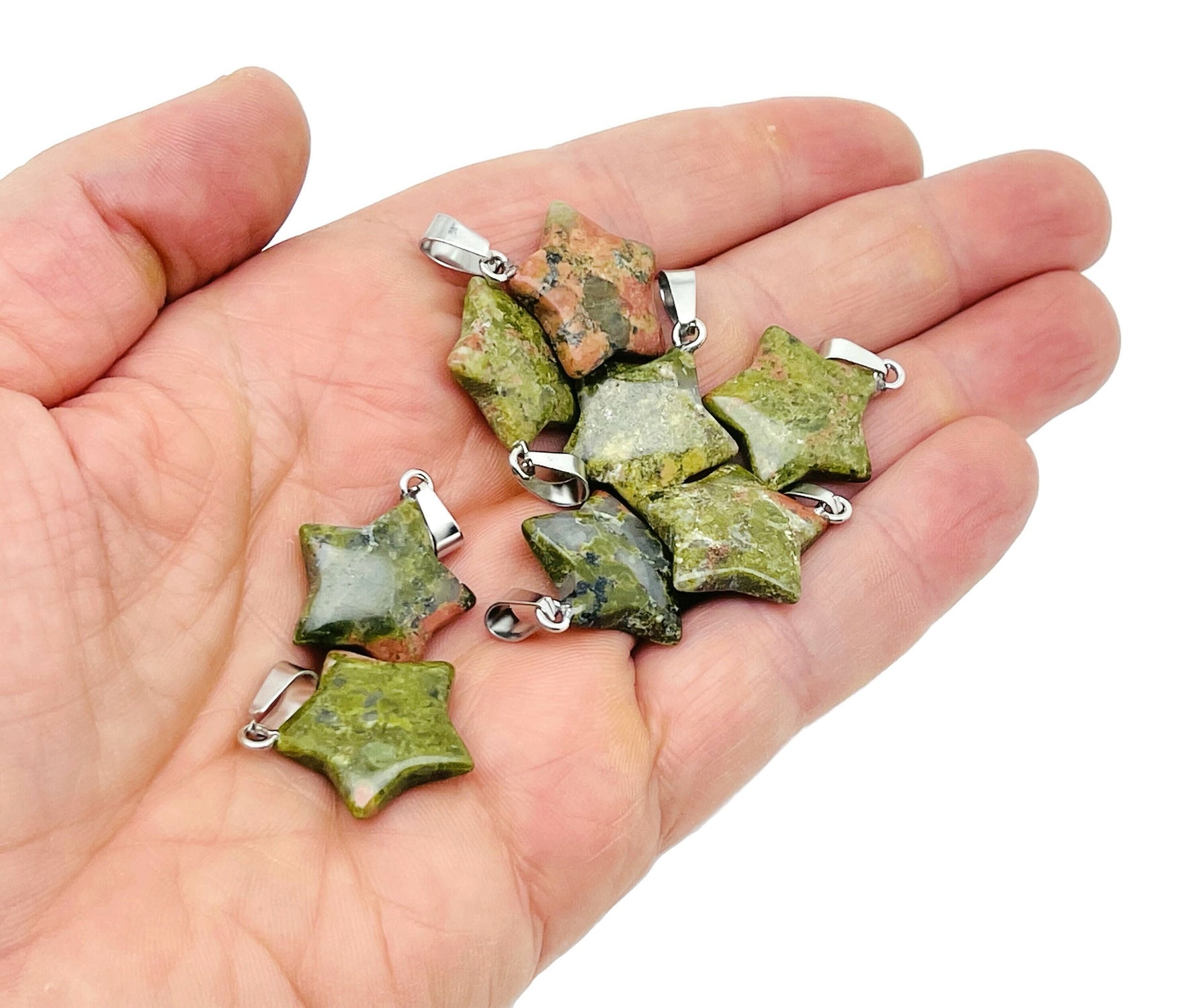 Unakite star-shaped crystal pendant from GemstoneGO, ideal for jewelry making and gemstone jewelry accessories.