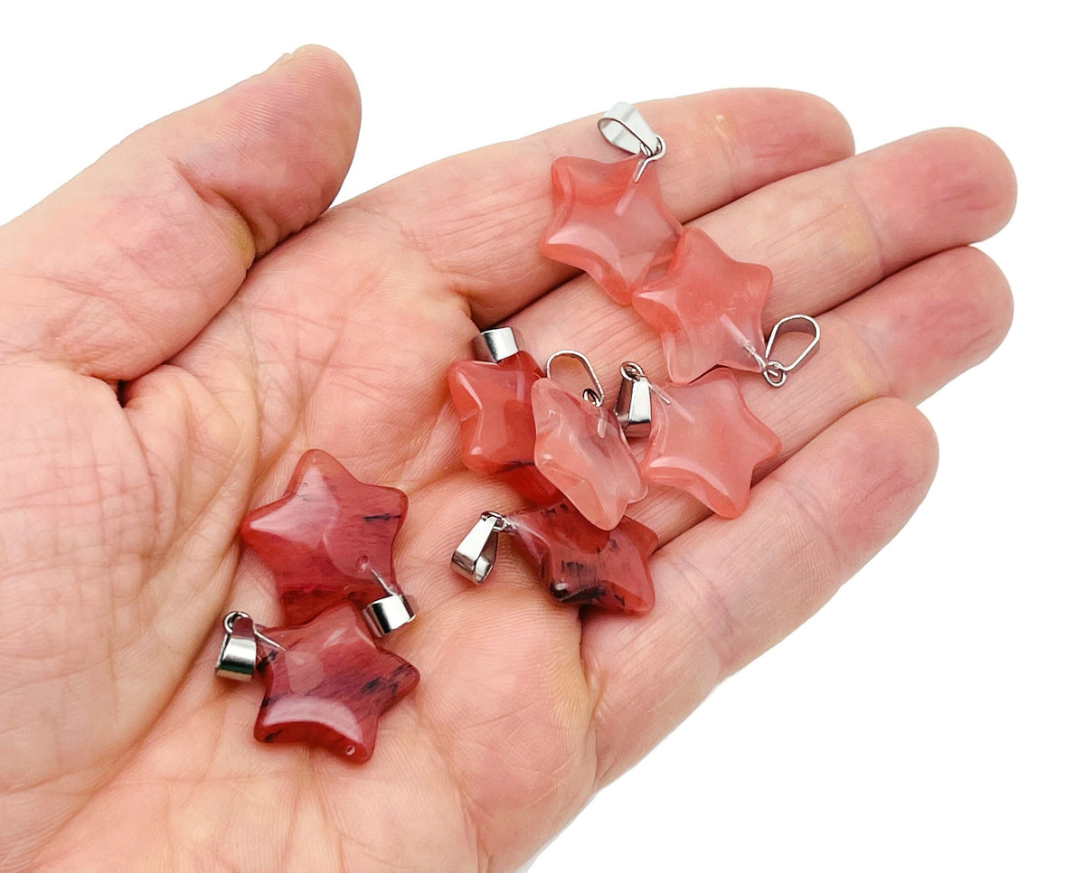 Cherry Quartz star pendant from GemstoneGO, featuring a crystal gemstone pendant ideal for jewelry making and craft projects.