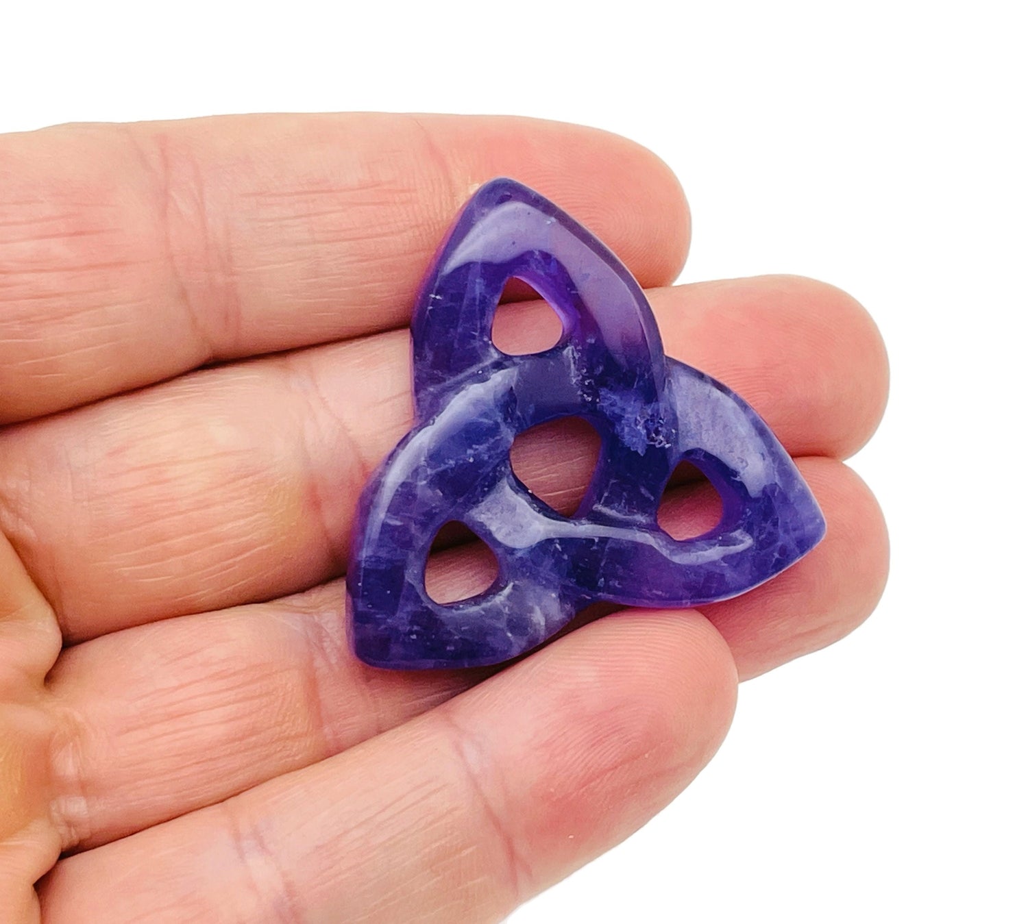 Amethyst Celtic Knot Carved Gemstone  - Trinity Crystal - CK1002