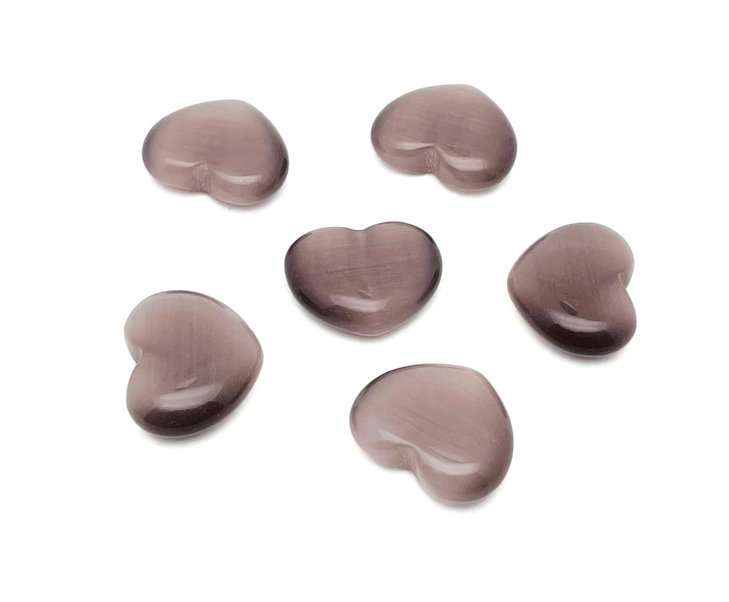 Gema en forma de corazón de ojo de gato marrón - 30 mm - HE1277
