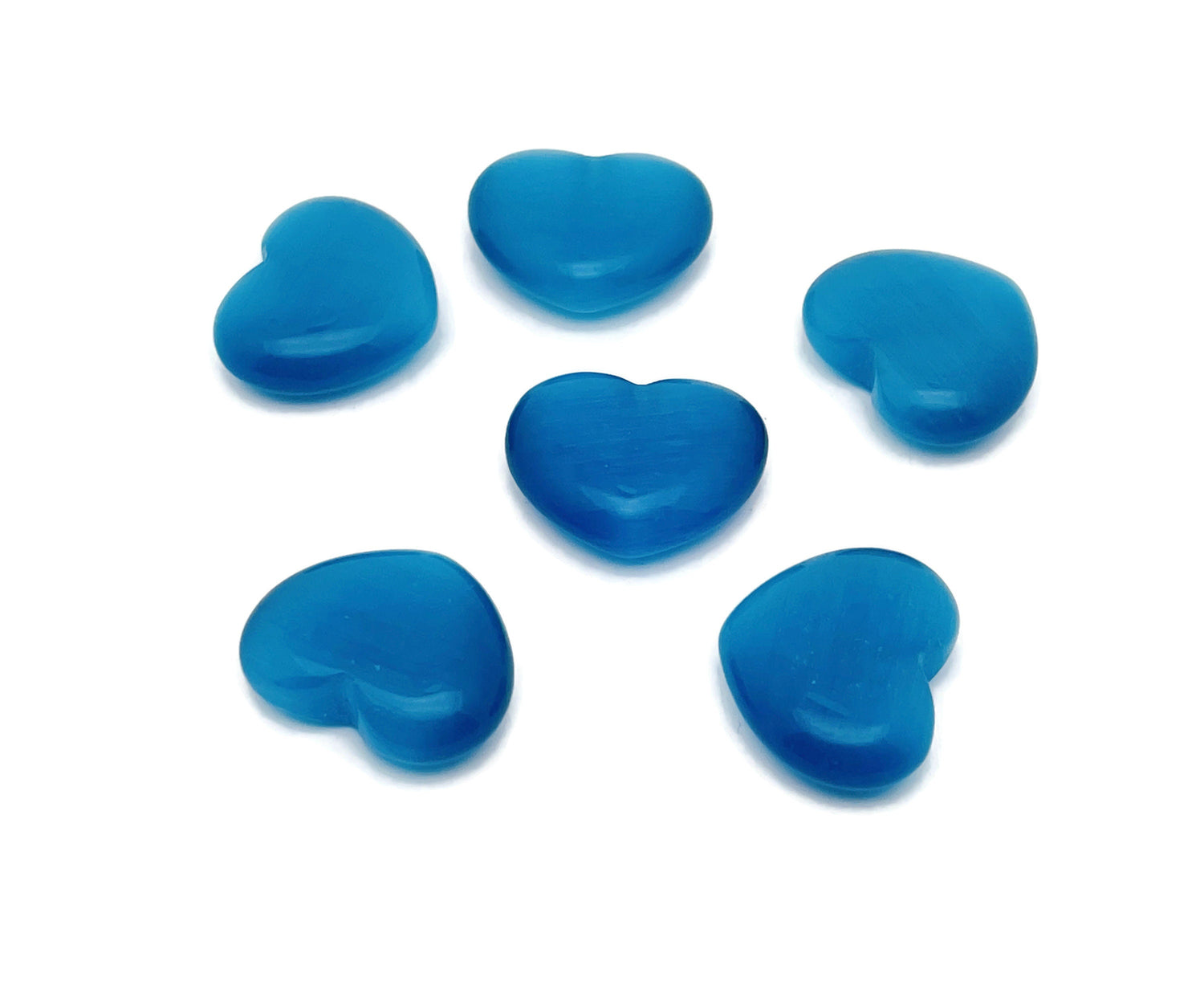 Blue Cats Eye Heart Gemstone - 30mm - HE1278