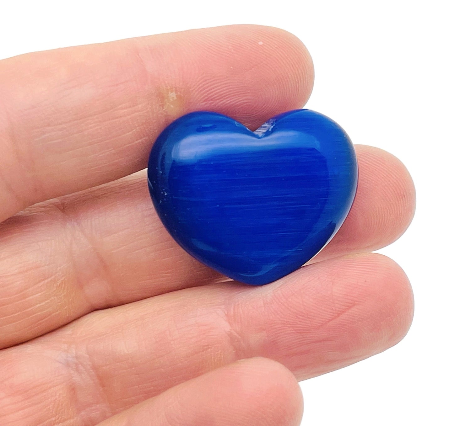 Gema de Corazón Ojo de Gato Azul Oscuro - 30mm - HE1279