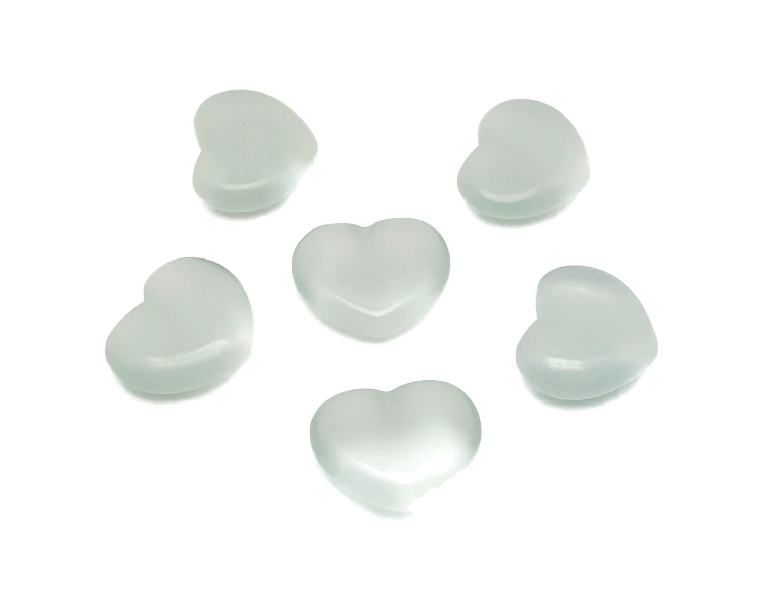 White Cats Eye Heart Gemstone - 30mm - HE1281