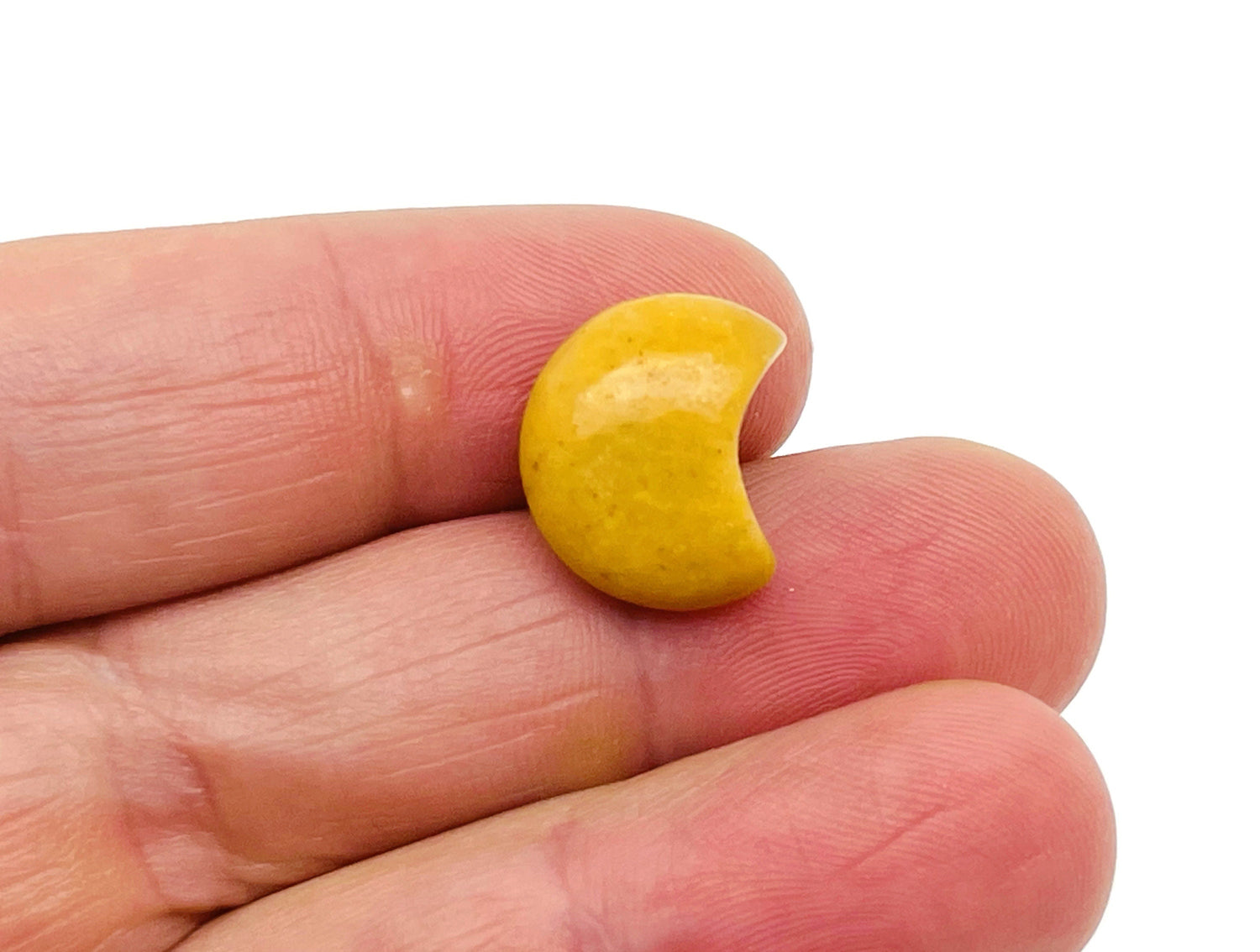Yellow Jade Gemstone Moon Puffy - 15x9mm - MO1070