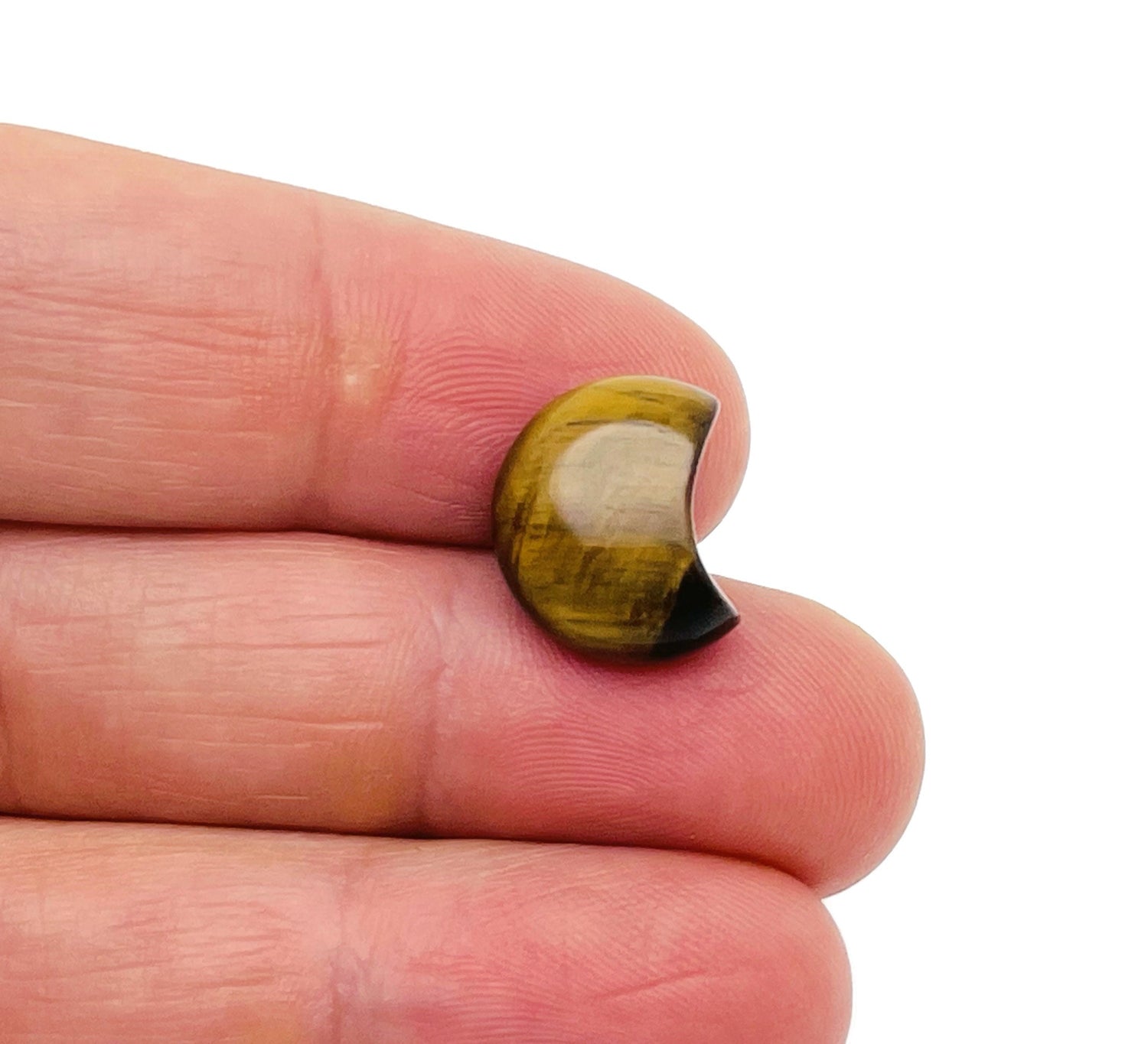 Tiger Eye Gemstone Moon Puffy - 15x9mm - MO1081