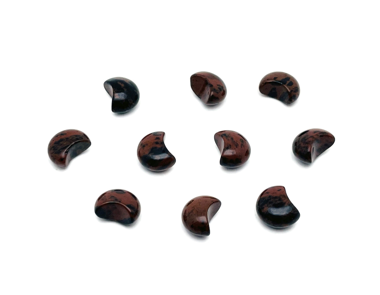 Mahogany Obsidian Gemstone Moon Puffy - 15x9mm - MO1077