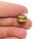 Mini Picture Jasper heart pendant with crystal accents from GemstoneGO, showcasing a polished natural stone in a heart shape.