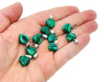Malachite synthetic heart pendant with mini crystal, gemstone jewelry by GemstoneGO, showcasing a vibrant green heart-shaped design.