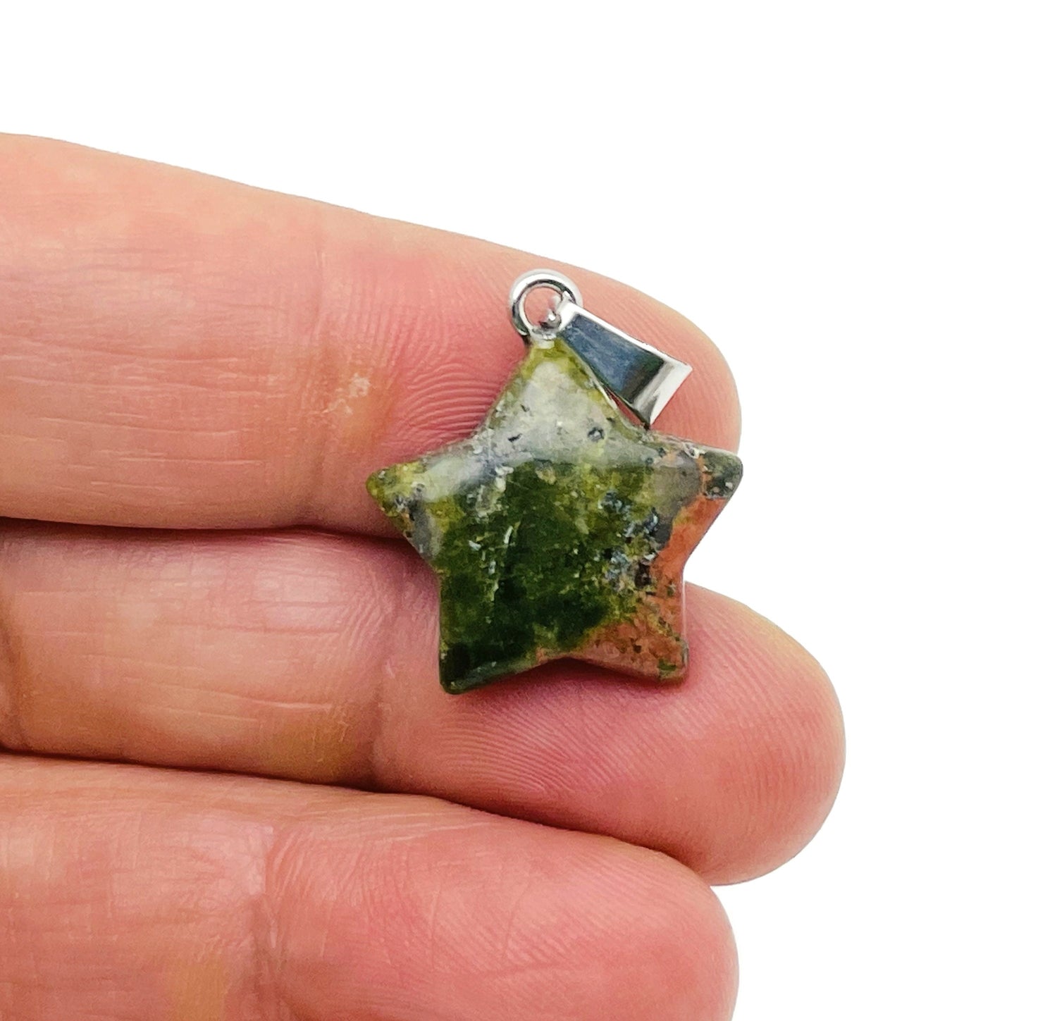 Colgante estrella de unakita - Colgante de cristal - Suministros para la fabricación de joyas - SNC1002