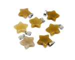 Yellow jade star pendant with crystal accents, perfect for jewelry making by GemstoneGO.
