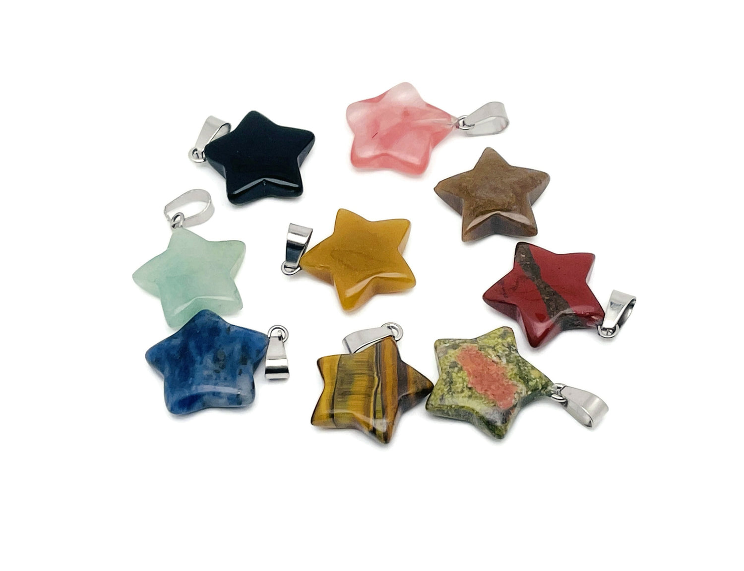 Star crystal pendant from GemstoneGO, jewelry making supply featuring a sparkling star-shaped crystal for necklaces or crafts.