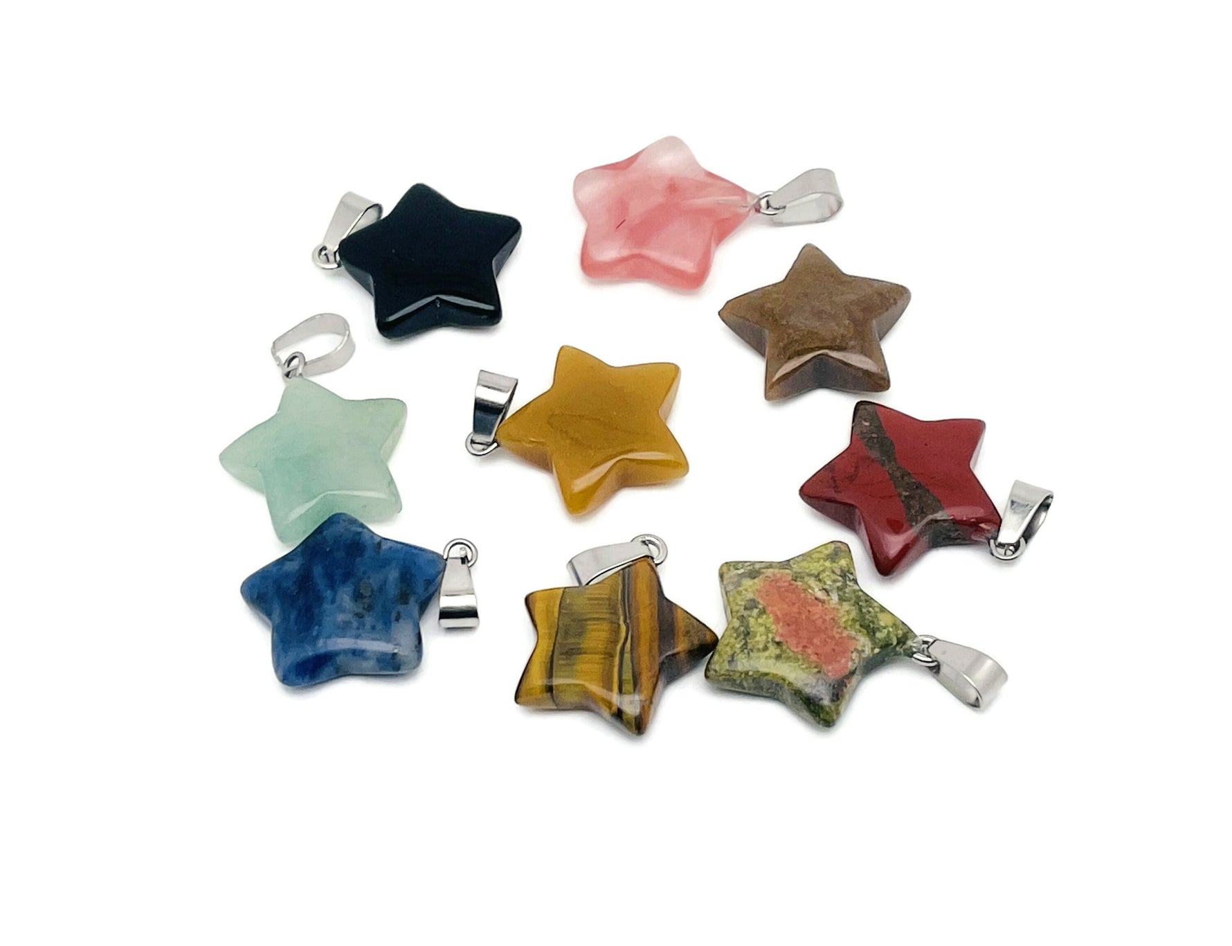 Star crystal pendant from GemstoneGO, jewelry making supply featuring a sparkling star-shaped crystal for necklaces or crafts.