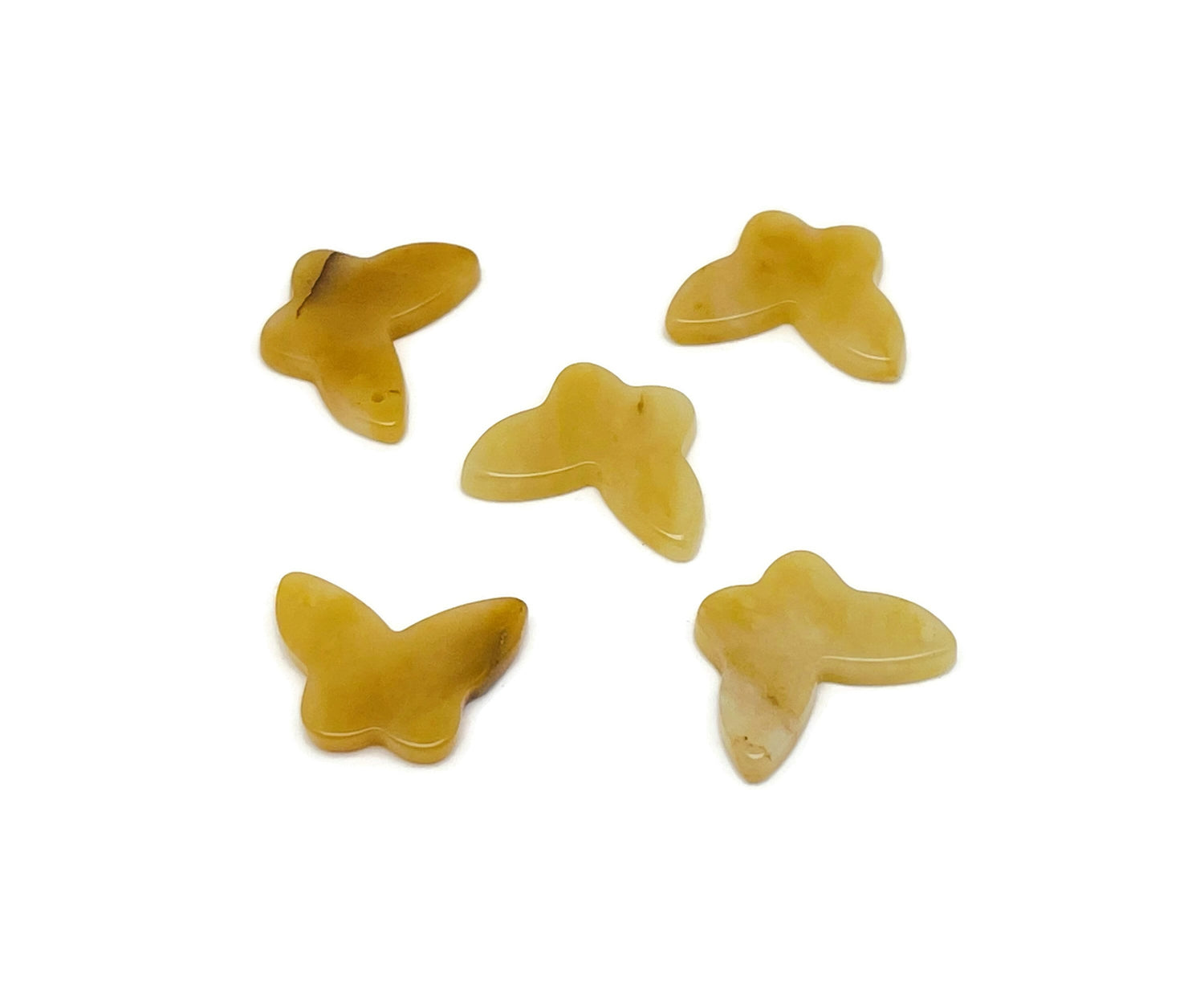 Yellow jade mini butterfly gemstone pendant with hole crystal jewelry from GemstoneGO, showcasing a delicate butterfly design.