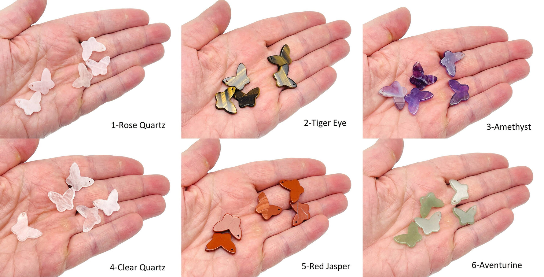 Mini butterfly gemstone pendant featuring a carved butterfly design, hole crystal jewelry, and colorful loose stones by GemstoneGO.