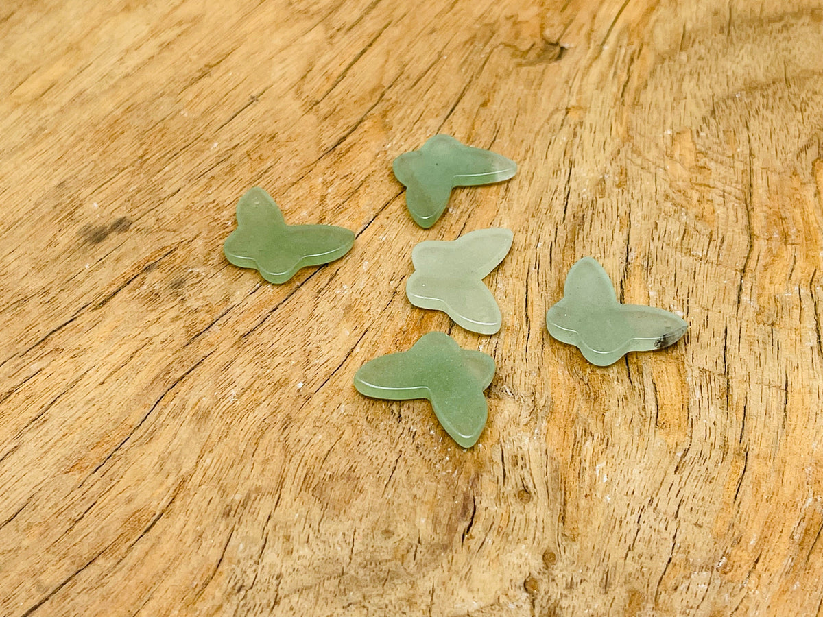 Aventurine mini butterfly gemstone pendant with hole crystal jewelry, featuring vibrant green aventurine and detailed butterfly design.