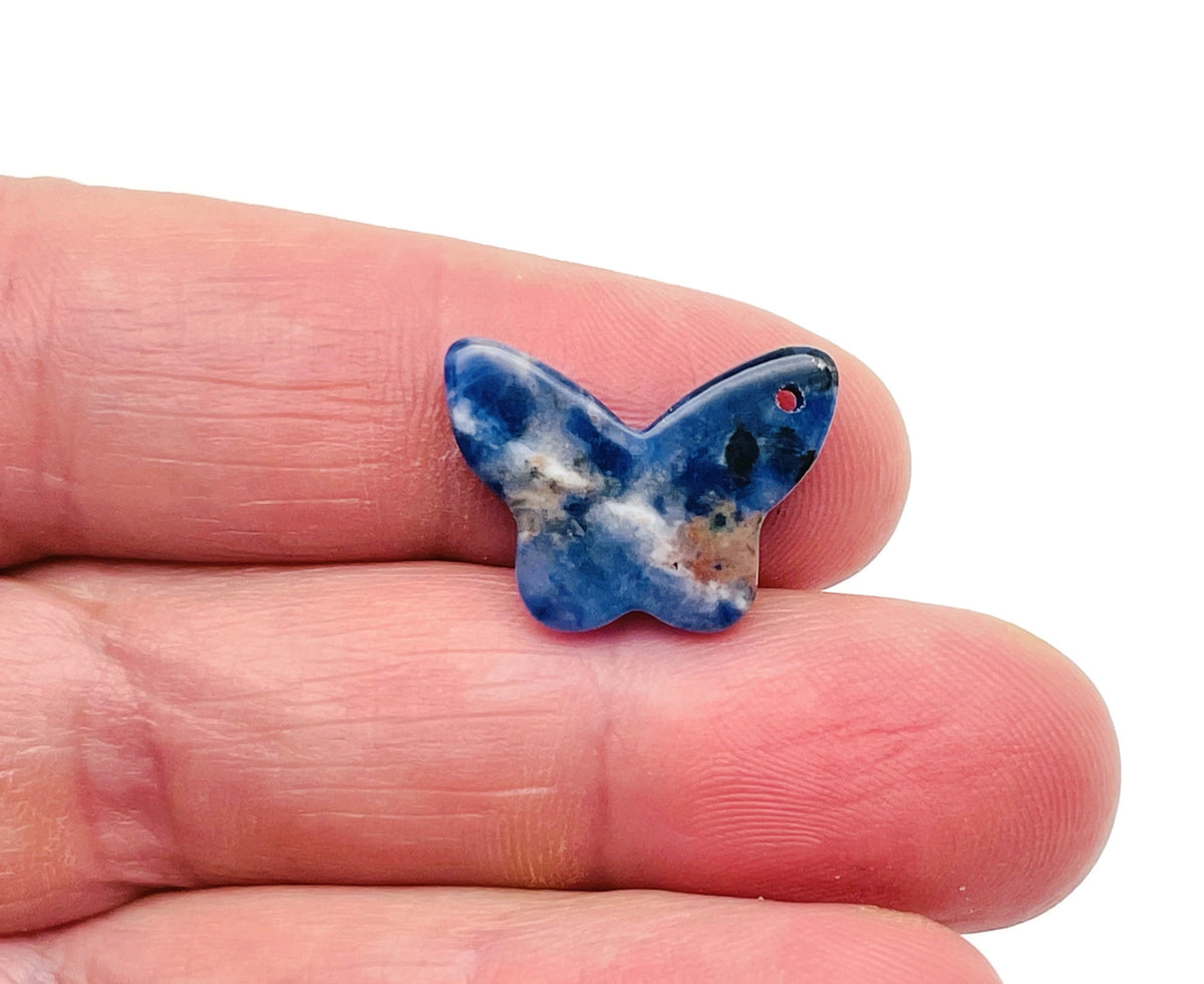 Sodalite mini butterfly gemstone pendant from GemstoneGO featuring a hole crystal design for jewelry or necklace adornment