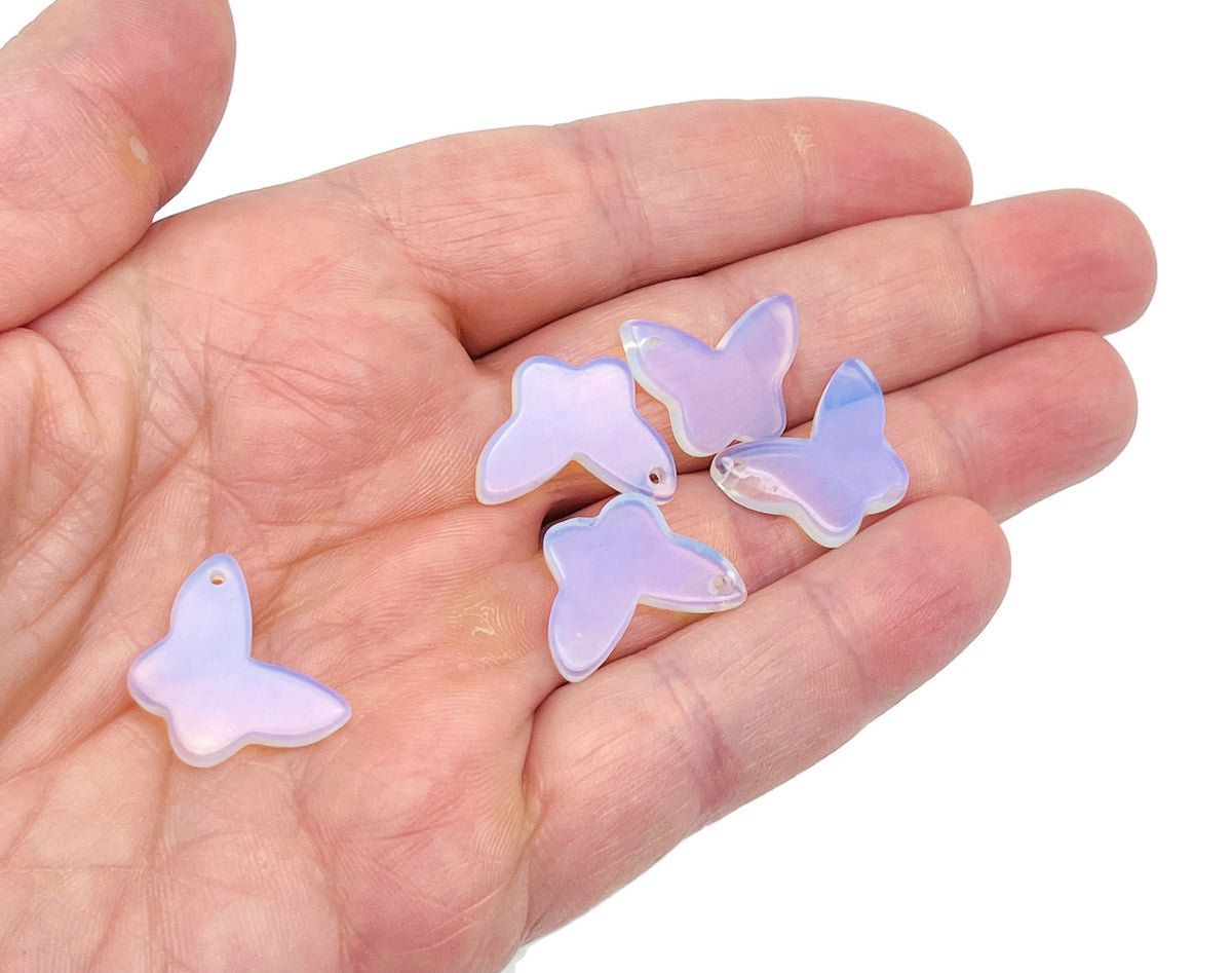 Opalite mini butterfly gemstone pendant with hole for jewelry, crafted by GemstoneGO, showcasing a delicate crystal butterfly design.