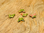 Unakite mini butterfly gemstone pendant with hole for jewelry, featuring vibrant green and pink hues, by GemstoneGO.