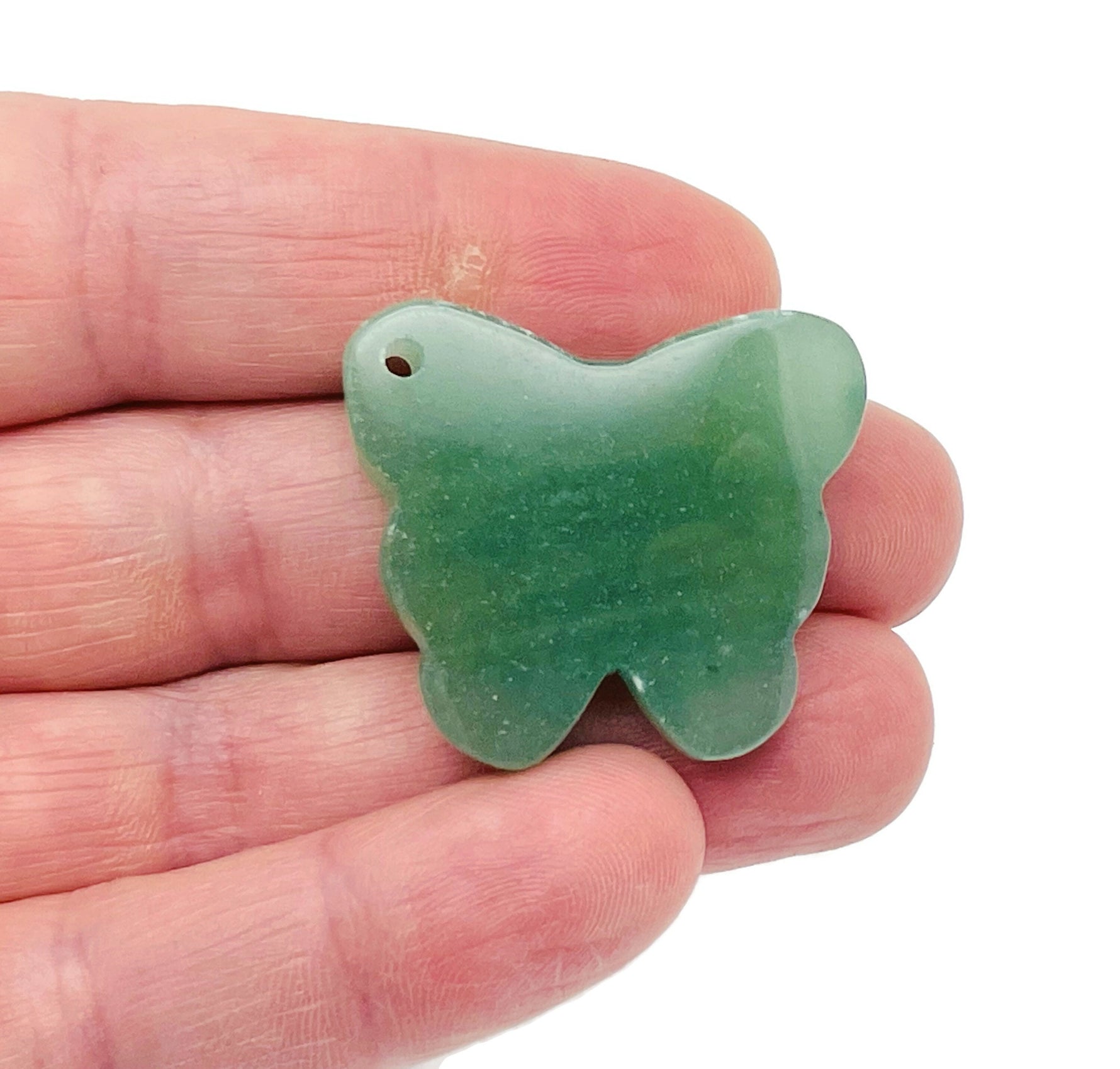 Aventurine butterfly gemstone pendant with hole crystal jewelry design, showcasing a vibrant green aventurine butterfly charm.