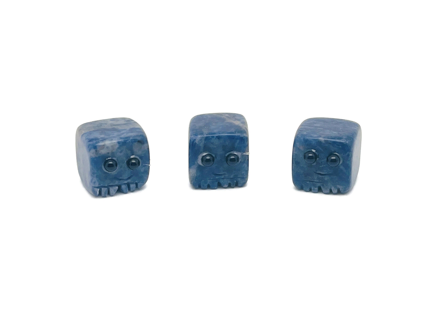 Handmade Sodalite gemstone carving skull, detailed crystal sculpture perfect as a unique gift or decorative item.