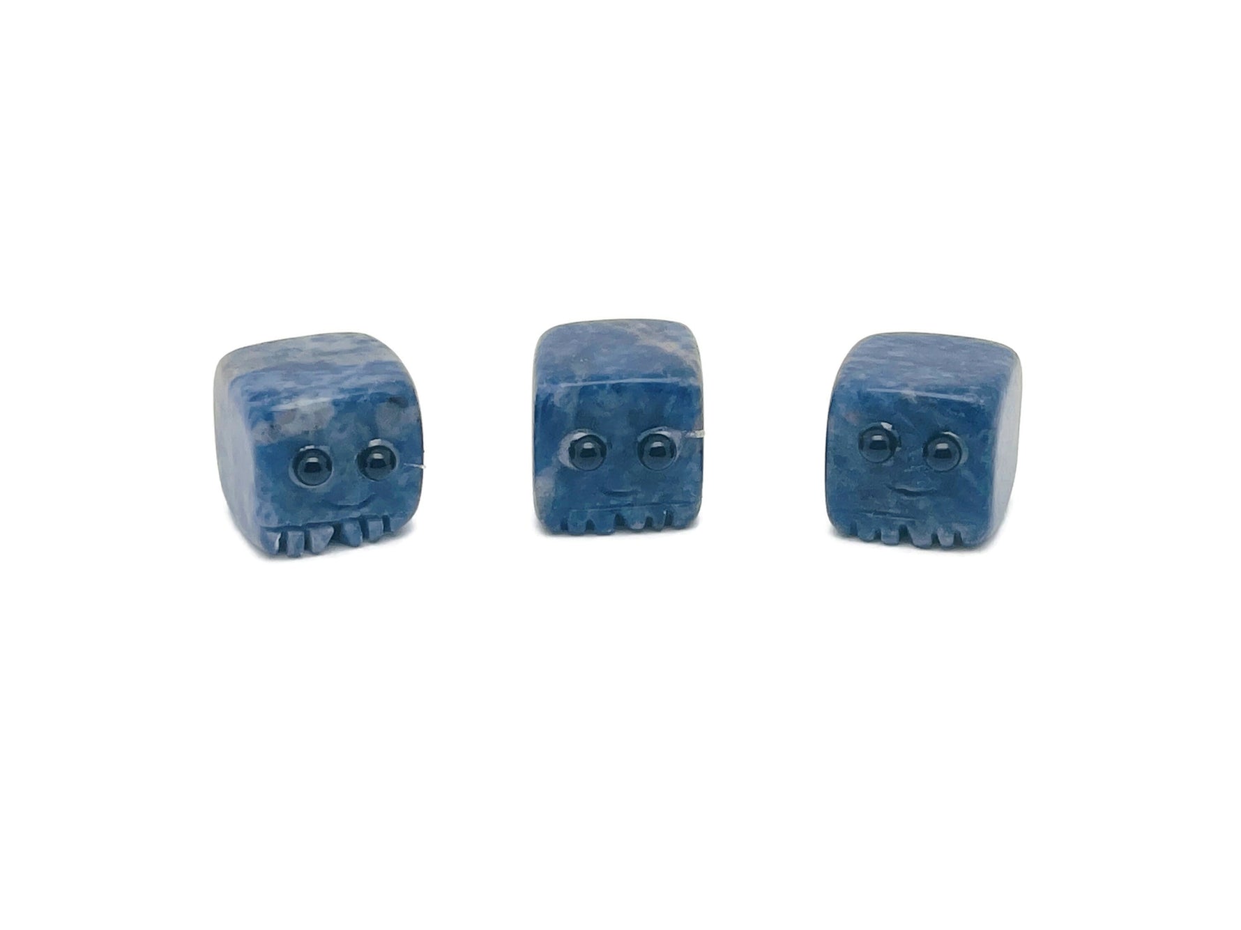 Handmade Sodalite gemstone carving skull, detailed crystal sculpture perfect as a unique gift or decorative item.