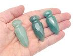 Carved aventurine gemstone sword dagger pendant, 50mm, with detailed craftsmanship and natural green hues, from GemstoneGO.