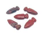 Carved red jasper sword dagger gemstone, 50mm, featuring intricate detailing, from GemstoneGO.