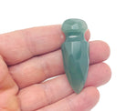 A 50mm carved aventurine gemstone dagger with intricate details, showcasing the gemstone's green color and craftsmanship.