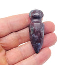 Moss agate sword dagger carved gemstone pendant, 50mm, featuring intricate natural green and brown mineral patterns, by GemstoneGO