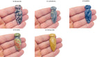 Carved gemstone sword dagger with crystal energy, mineral specimen, 50mm, featuring colorful, natural gemstone details.